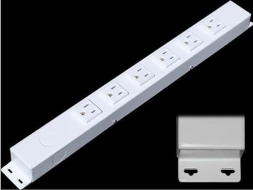 16” Hardwired Power Strip (NO Power Cord), 6 Vertical Outlets (NOT Tamper Resistant), with Ears (with mounting tabs on Both Ends), 15A (NOT a 20 Amp