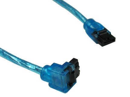 OKGear Premium SATA III Round DataCable 6GB/s Straight to Right Angle for SATA HDD, SSD, CD Driver, CD Writer - 18 inches, Blue