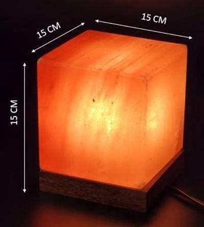 NatureBoost NB Himalayan Pink Salt Lamp 8 x 6 x 6 Inches - Cube Shape Natural Crystal Rock Salt Lamp with Dimmer Switch & Extra Bulb - Warm Amber Glow