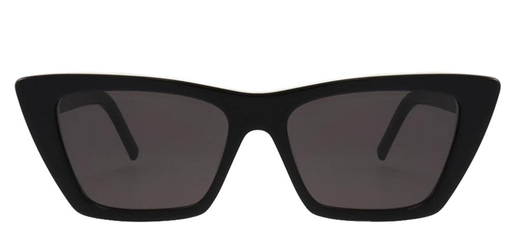 Saint Laurent Women's Narrow Cat Eye Sunglasses, Shiny Black/Grey Green, One Size