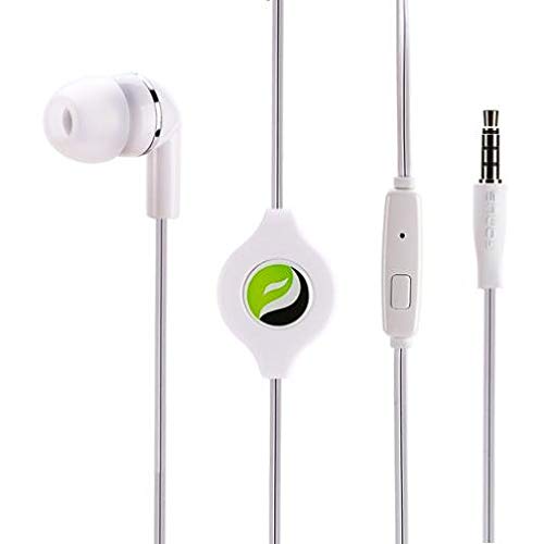 Retractable Mono Earphone Headphone 3.5mm w Mic Headset for Moto e6 Phone, Handsfree Earbud Earpiece Microphone Compatible with Motorola Moto e6