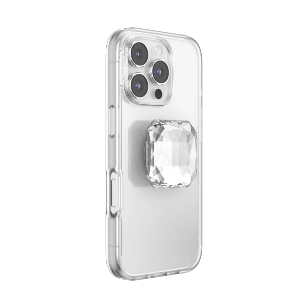 PopSockets Adhesive Phone Grip, Holder, Phone Stand, Heart - Pillow Cut Heart Clear Glitter