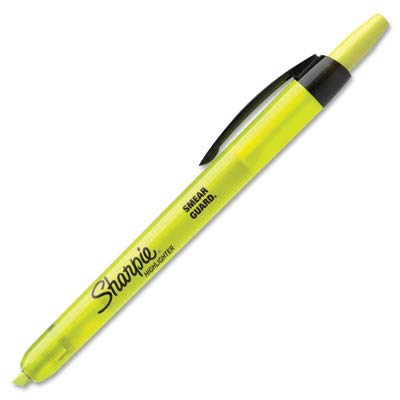 Sharpie Retractable Highlighters, Chisel Tip, Fluorescent Yellow, 12 Count