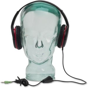 Compucessory Stereo Headset with Volume Control, Black, Red