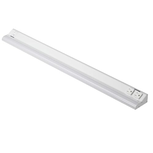 American Lighting 12-Inch LED Courant Undercabinet Light with One Receptacle, 5CCT, White Finish, 120V AC, 7.5W, 430 Lumens, CRI 90, 15 Amp, Ideal