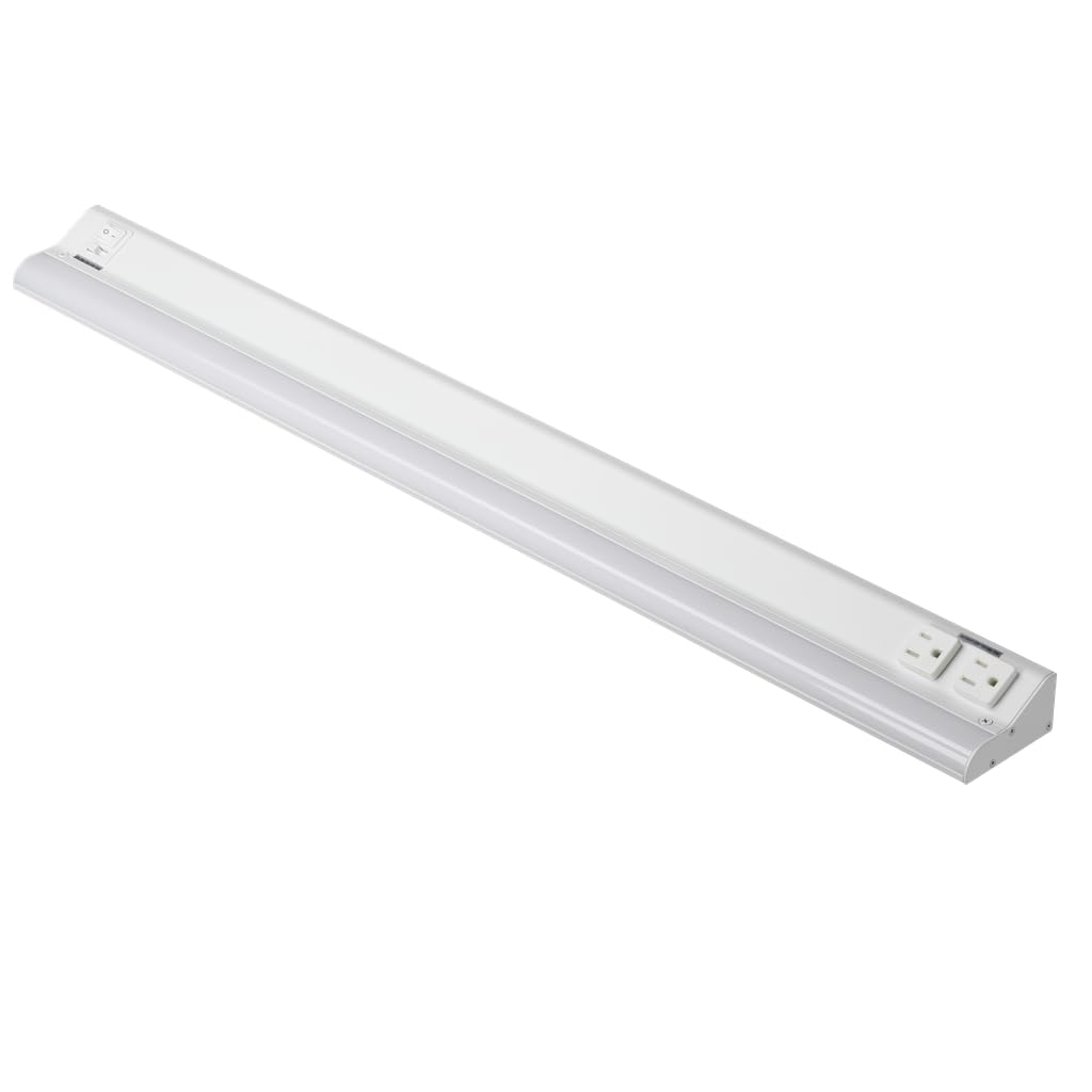 American Lighting 12-Inch LED Courant Undercabinet Light with One Receptacle, 5CCT, White Finish, 120V AC, 7.5W, 430 Lumens, CRI 90, 15 Amp, Ideal