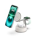 Belkin MagSafe Charger Compatible, 3-in-1 Charging Station, Qi2.2 25W w/Cooling Fan (On/Off Control) Magnetic Wireless Charger for iPhone 17, Apple