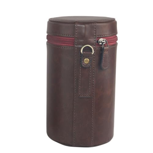 UCCKEYI PU Leather Camera Lens Bag Retro Lens Case For Canon Nikon Sony Pentax Fujifilm (L (Large))