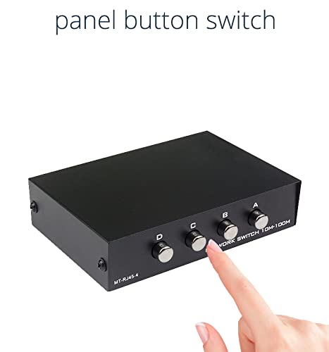 Toptekits 4 Port Way 8P8C RJ45 Network Ethernet Splitter Manual ABCD Sharing Switch Box,4 Ports Network Switch Splitter Selector Hub 4-in 1-Out or