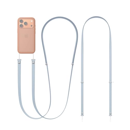 AriaKG Universal Crossbody Strap for iPhone, Premium Nylon Lanyard with Metal Clips, Adjustable Magnetic Quick-Release Design (Blue)