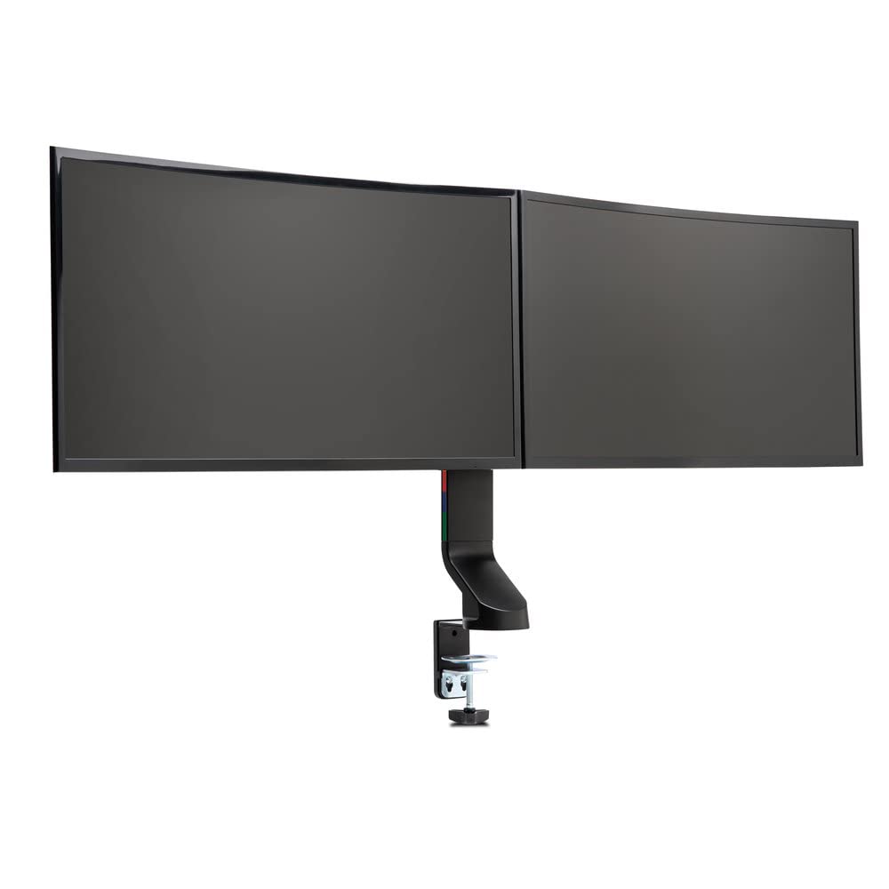 Kensington Dual Monitor Mount for Desk, C-clamp Vesa Monitor Stand Fits 2 Ultrawide Monitors Up to 27 Inches, Low Profile Stand, Height Adjustable