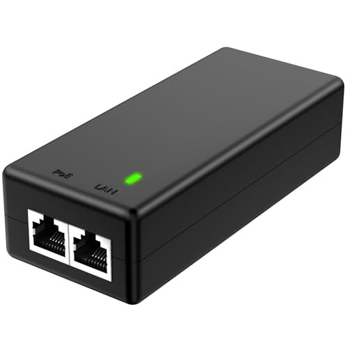 YuanLey Gigabit PoE Injector Adapter 30W, Converts Non-PoE to PoE Gigabit, Power Over Ethernet Injector 48V IEEE 802.3af/at, 10/100/1000Mbps PoE+