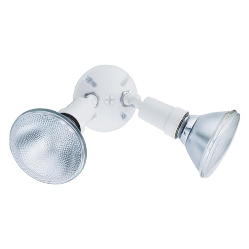 Lithonia Lighting Outdoor Flood Light Fixture, Adjustable Twin Par Flood Light Holder for Safety and Security, 120 Volts, Uses 2 Lamps Up to 150W (Not