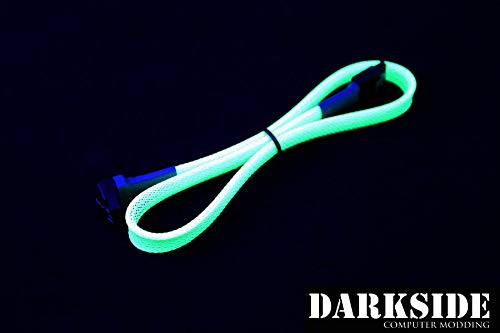Darkside 45cm (18") SATA 3.0 180° to 90° Data Cable with Latch - Green UV (DS-0083)