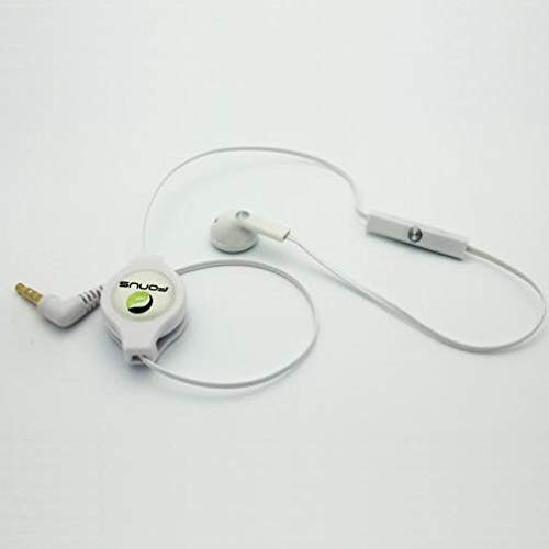 Retractable Mono Earphone Headphone 3.5mm w Mic Headset for Moto G7 Play, Handsfree Earbud Earpiece Microphone Compatible with Motorola Moto G7 Play