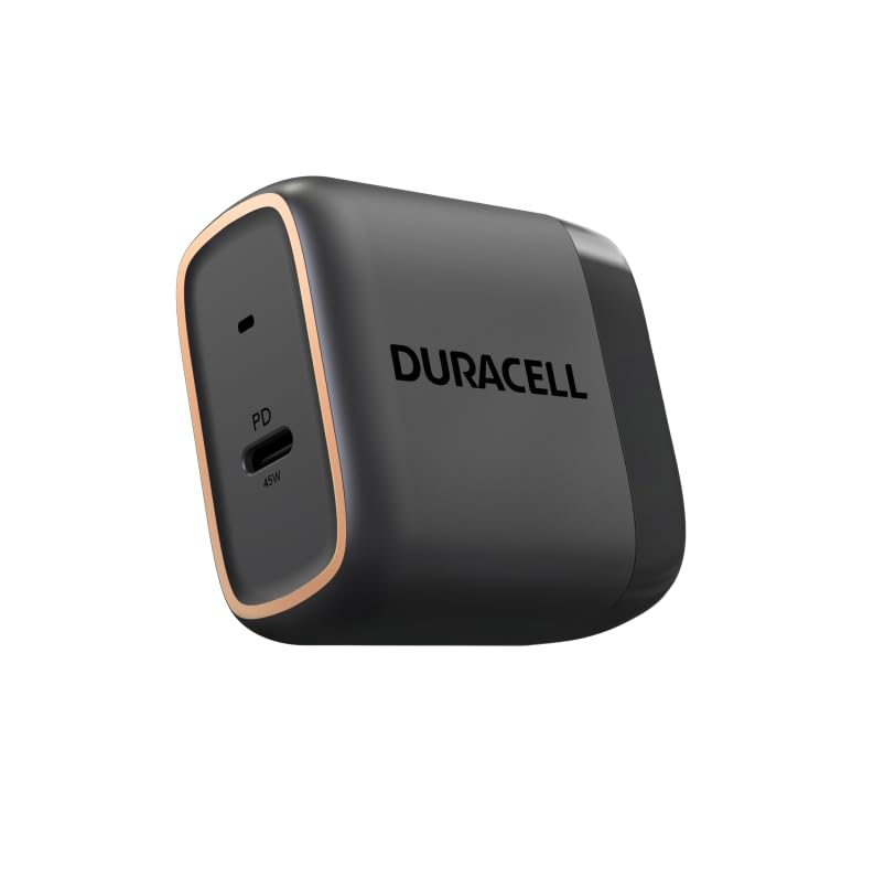 DURACELL 45W PD Folding Wall Plug | USB-C Wall Fast Charger | Excellent for Charging Your Smart Phone | Tablet | Laptop | Convenient for Travel |