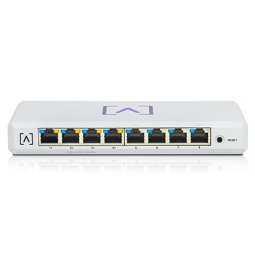 Alta Labs S8-POE | 8 Port Multi-Gigabit Managed Ethernet Switch with 4 PoE+ Ports | 60W PoE Budget | Desktop or Wall Mount | Manage Network via Cloud