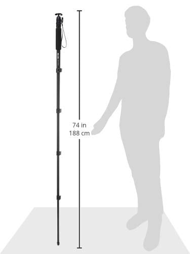 SLIK Lighty Pod III 5-Section Monopod with Mini Ballhead - Supports 6.6 lbs (3 kg), for Mirrorless/DSLR Sony Nikon Canon Fuji Cameras and More - Black