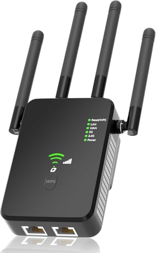 WiFi Extender Signal Booster for Home, Dual Band 5GHz&2.4GHz, Covers Up to 12880 Sq.ft 100 Devices, 1200Mbps Home Signal Booster w/Ethernet Port and 4