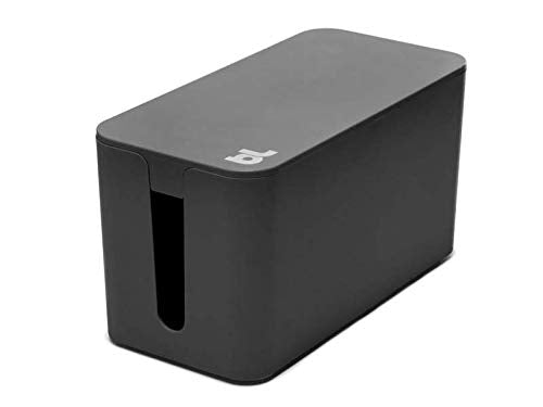 Bluelounge CableBox Cable and Cord Management System Includes Surge Protector (CableBox Mini | 2 Pack, Black)