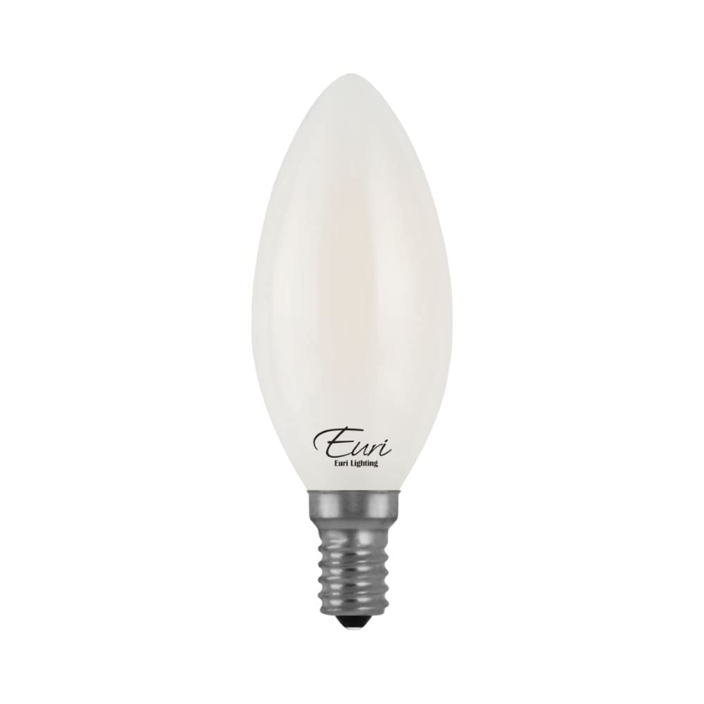 Euri Lighting VB10-3020ef-4, Dimmable LED B10 Filament, 4.5W (40W Equiv) 450lm, 80 CRI, Warm White (2700K),E12, 120V Wet Rated UL Energy Star 3YR 15K