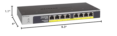NETGEAR 8-Port Gigabit Ethernet Unmanaged PoE Switch (GS108LP) - with 8 x PoE+ @ 60W Upgradeable, Desktop, Wall Mount or Rackmount, and Limited