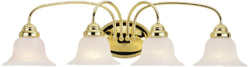Livex Lighting 1534-02 Edgemont 4 Light Vanity Polished Brass with White Alabaster Glass
