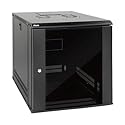 Tecmojo 12U Wall Mount Server Cabinet IT Network Rack Enclosure Lockable Door and Side Panels Black,Cooling Fan,Glass Door,17.7inch Depth,for 19” IT