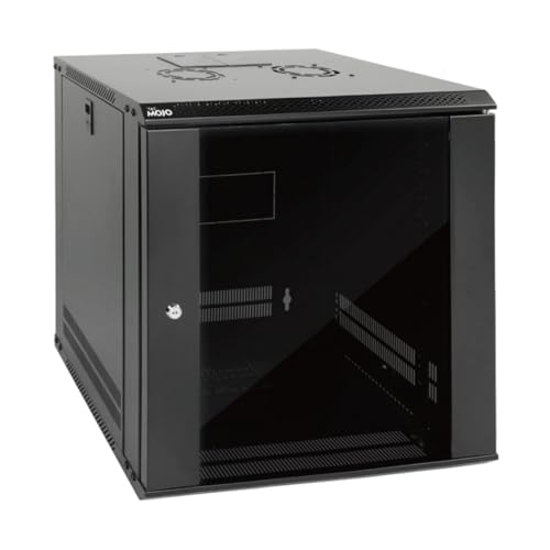 Tecmojo 12U Wall Mount Server Cabinet IT Network Rack Enclosure Lockable Door and Side Panels Black,Cooling Fan,Glass Door,17.7inch Depth,for 19” IT