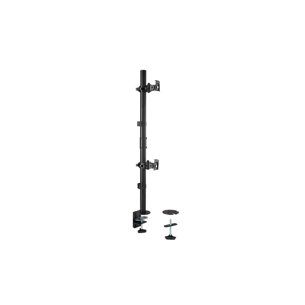 Kensington Stacked Monitor Mount with Vesa Mount, Vertical Dual Monitor Stand with Height Adjustable Handles, Pre-installed C-clamp Dual Monitor Arm