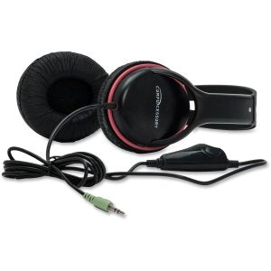 Compucessory Stereo Headset with Volume Control, Black, Red