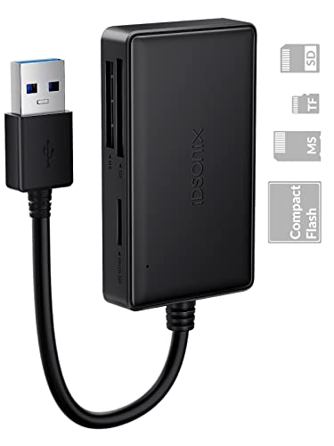 SD Card Reader 4 in 1 Simultaneously - iDsonix USB A 3.0 Card Reader 5Gbps for SD, TF(Micro SD), CF, MS, Support SDXC, SDHC, MMC, Micro SDXC, Micro