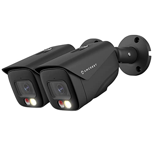 Amcrest 2-Pack UltraHD 4K IP PoE AI Camera, FOV 129°, 49ft Color Nightvision, Security Outdoor Bullet Camera, Human & Vehicle Detection, Active