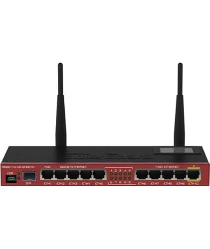 MikroTik RB2011UiAS-2HnD-IN, 4dBi, 30dBm, 600MHz, 128MB, 2. 4GHz, 5xEthernet, 5xGigabit, 1xSFP, PoE out, USB, L5
