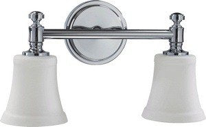 Quorum Lighting 5122-2-14, Vanity Glass Wall Vanity Lighting, 2LT, 150 Total Watts, Chrome