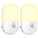 MAZ-TEK Plug in Motion Sensor Dimmable Night Light, Soft Warm White LED Nightlight with Dusk to Dawn Motion Sensor, Adjustable Brightness for Bedroom