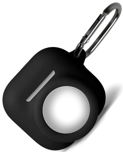 Geiomoo 2 in 1 Silicone Case for Air Pods 4, Protective Cover with Carabiner (Black)
