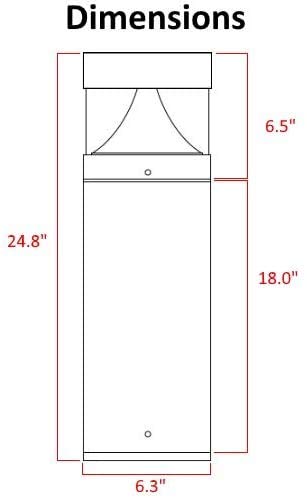 HARRRRD LED Bollard Landscape Lights 25" 10W 5000K 120V-277V Commercial/Residential Modern Ballard Lighting Fixture for Garden, Pathway, Driveway