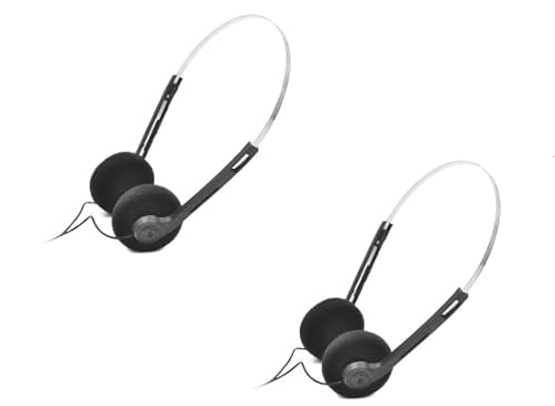 aoukoslt 2 Pcs Retro On Ear Headphones, Wired Stereo Headphones, Lightweight Portable Headphone with Adjustable Headband, Cassette Player, Over-Ear…