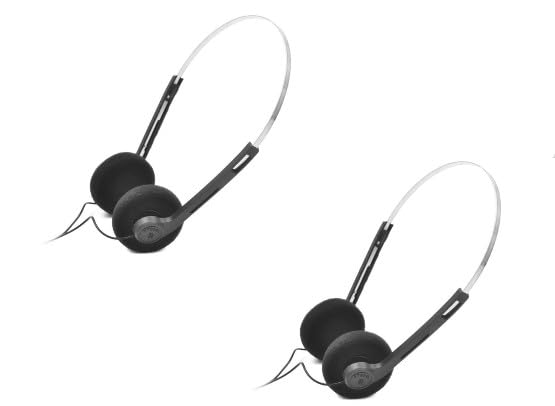 aoukoslt 2 Pcs Retro On Ear Headphones, Wired Stereo Headphones, Lightweight Portable Headphone with Adjustable Headband, Cassette Player, Over-Ear…