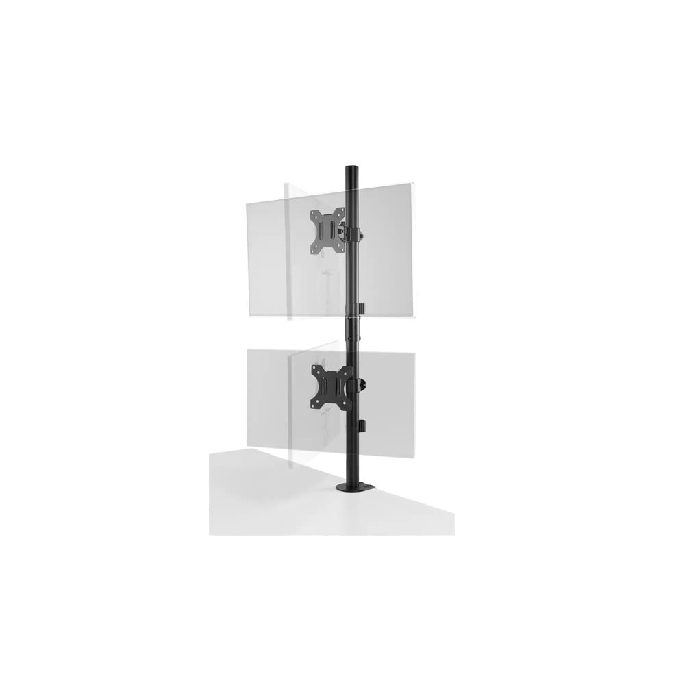 Kensington Stacked Monitor Mount with Vesa Mount, Vertical Dual Monitor Stand with Height Adjustable Handles, Pre-installed C-clamp Dual Monitor Arm