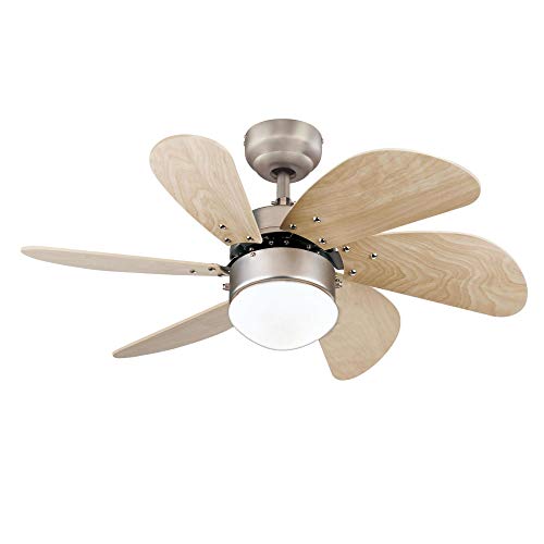 Westinghouse 7224000 Turbo Swirl Indoor Ceiling Fan with Light, 30 Inch, Brushed Nickel