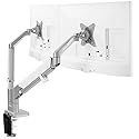 VIVO Space Saving Dual 17 to 32 inch Pneumatic Spring Arms, Aluminum Clamp-on Desk Mount Stand, Fits 2 Monitor Screens with Max VESA 100x100, Silver