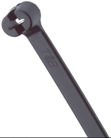 TY25MX Ultraviolet BLACK Cable Tie 50lb 7" UV Nylon with Stainless Steel Locking Device Military Specified (MIL-SPEC MS3367-1-0) 1000 Per Bag