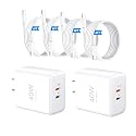 40W Dual-Port USB-C Fast Charger Bundle (Includes 4-Foot and 6-Foot Cables), High-Power Rapid Charger for iPhone 17/16/15 Pro Max, iPad, and Samsung