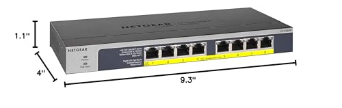 NETGEAR 8-Port Gigabit Ethernet Unmanaged PoE Switch (GS108PP) - with 8 x PoE+ @ 123W Upgradeable, Desktop, Wall Mount or Rackmount, and Limited