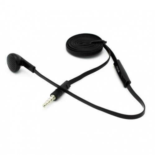 Flat Cable Black Handsfree Mono Headset Single Earphone Earbud Microphone for Net10 / Straight Talk / Tracfone LG Optimus Dynamic / Dynamic 2…