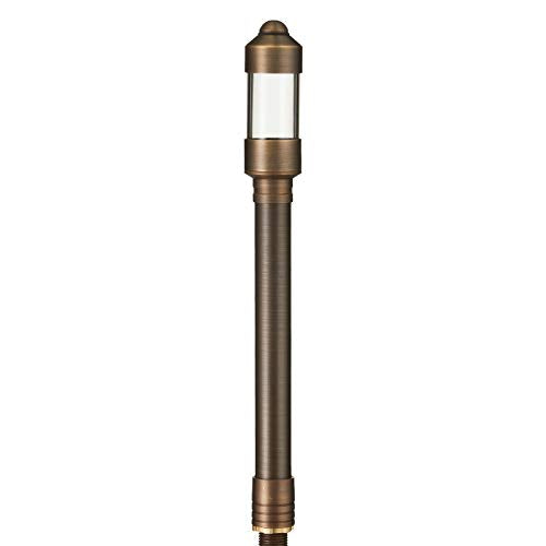VOLT Conehead 12V Brass Mini Path Light (7" Shade, 15" Tall) with 3W 2700K Warm White G4 LED Bulb for Low Voltage Landscape Lighting on Outdoor