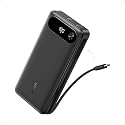 Anker Power Bank, 20,000mAh Travel Essential Portable Charger with Built-in USB-C Cable, 3-Port 87W Max Fast Charging Battery Pack, for MacBook
