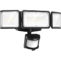 LEPOWER Battery Powered LED Flood Light Outdoor,1500LM Motion Sensor Security Lights, IP65 Waterproof,Wireless Flood Light Battery Operated,3 Head